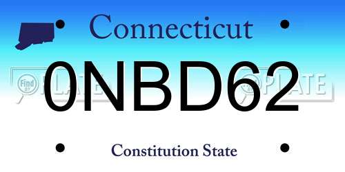 0NBD62 Connecticut License Plate