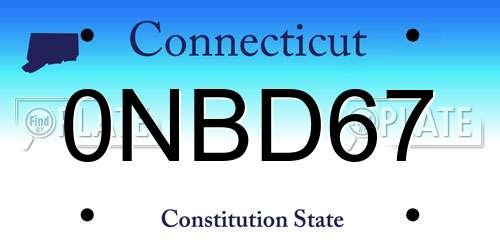 0NBD67 Connecticut License Plate