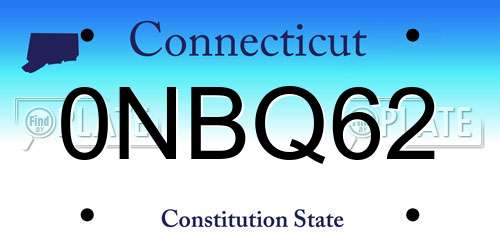 0NBQ62 Connecticut License Plate
