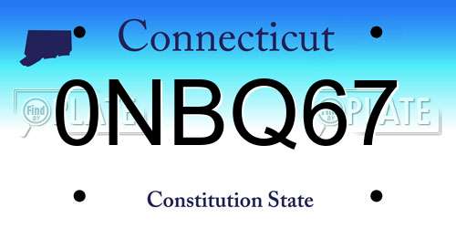 0NBQ67 Connecticut License Plate