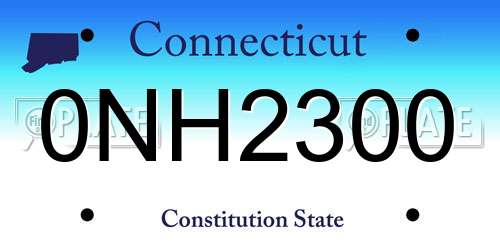 0NH2300 Connecticut License Plate
