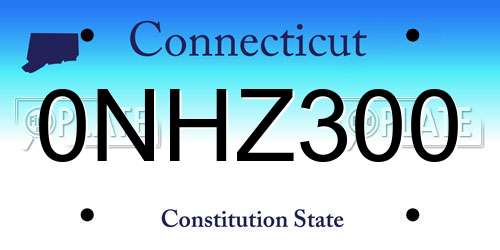 0NHZ300 Connecticut License Plate