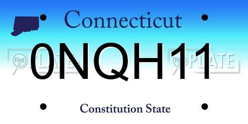 0NQH11 Connecticut License Plate