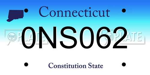 0NS062 Connecticut License Plate