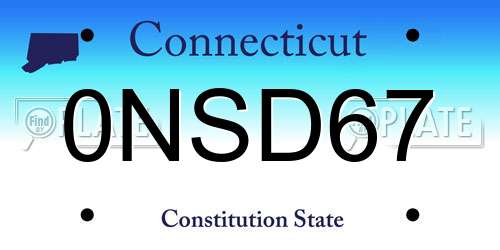 0NSD67 Connecticut License Plate