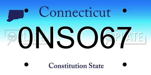 0NSO67 Connecticut License Plate