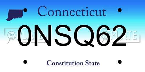 0NSQ62 Connecticut License Plate