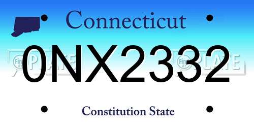 0NX2332 Connecticut License Plate