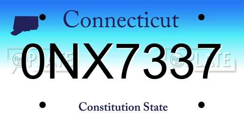 0NX7337 Connecticut License Plate