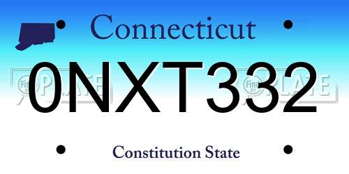 0NXT332 Connecticut License Plate