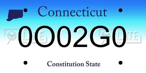 0O02G0 Connecticut License Plate