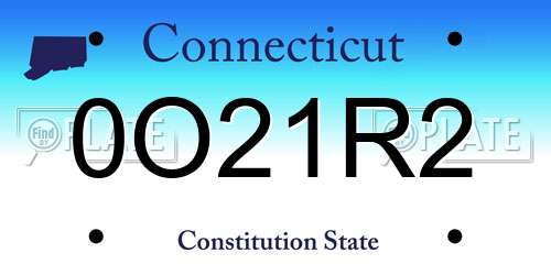 0O21R2 Connecticut License Plate