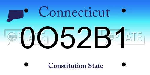 0O52B1 Connecticut License Plate