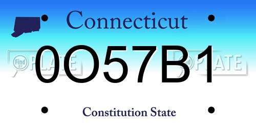 0O57B1 Connecticut License Plate