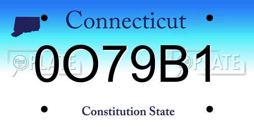 0O79B1 Connecticut License Plate