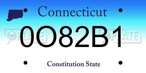 0O82B1 Connecticut License Plate