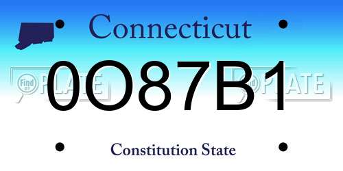 0O87B1 Connecticut License Plate