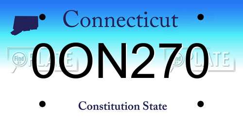 0ON270 Connecticut License Plate