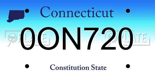 0ON720 Connecticut License Plate