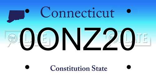 0ONZ20 Connecticut License Plate