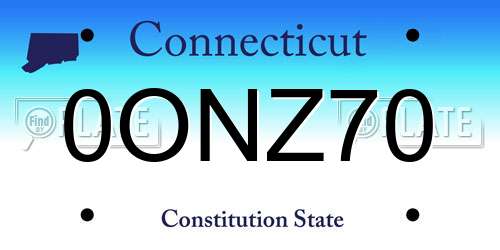 0ONZ70 Connecticut License Plate