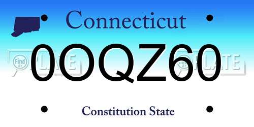 0OQZ60 Connecticut License Plate