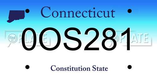 0OS281 Connecticut License Plate
