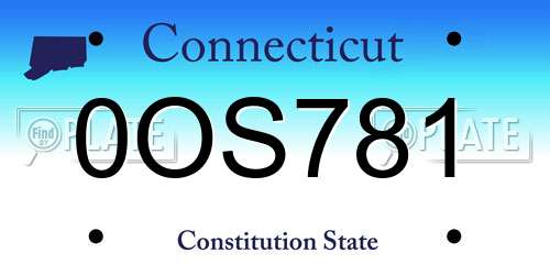 0OS781 Connecticut License Plate