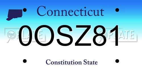 0OSZ81 Connecticut License Plate