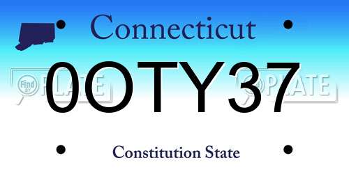 0OTY37 Connecticut License Plate