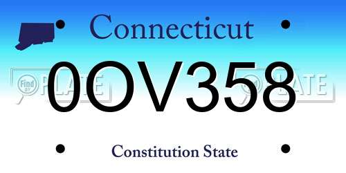 0OV358 Connecticut License Plate