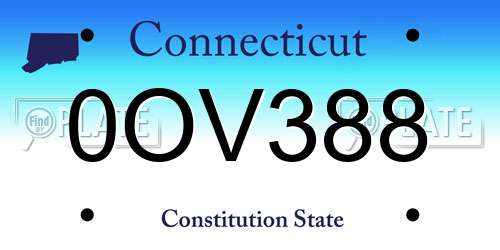 0OV388 Connecticut License Plate