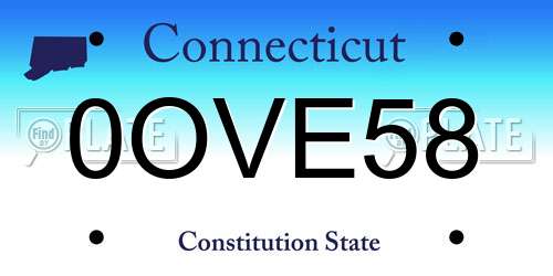 0OVE58 Connecticut License Plate