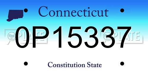 0P15337 Connecticut License Plate