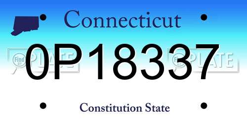 0P18337 Connecticut License Plate
