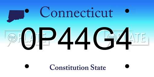0P44G4 Connecticut License Plate
