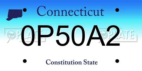 0P50A2 Connecticut License Plate