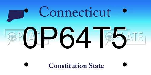 0P64T5 Connecticut License Plate