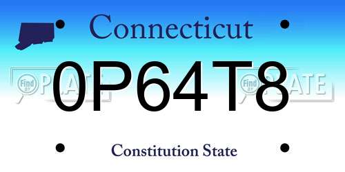 0P64T8 Connecticut License Plate