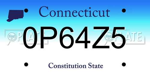 0P64Z5 Connecticut License Plate