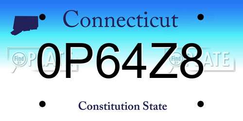0P64Z8 Connecticut License Plate