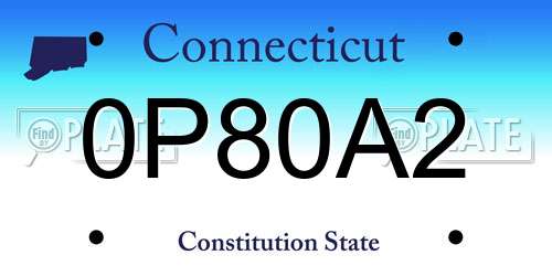 0P80A2 Connecticut License Plate