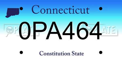 0PA464 Connecticut License Plate