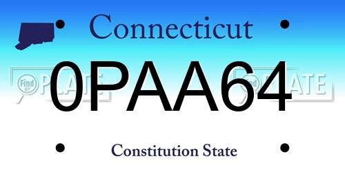0PAA64 Connecticut License Plate