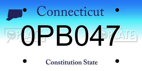 0PB047 Connecticut License Plate