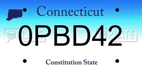0PBD42 Connecticut License Plate
