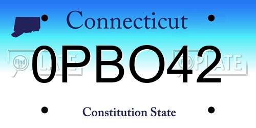0PBO42 Connecticut License Plate