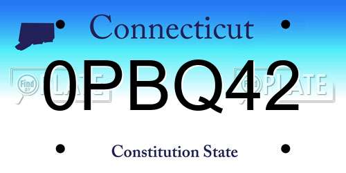0PBQ42 Connecticut License Plate