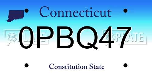0PBQ47 Connecticut License Plate