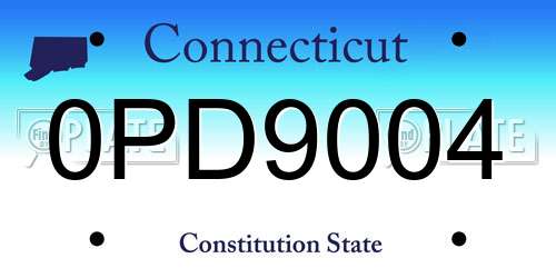 0PD9004 Connecticut License Plate